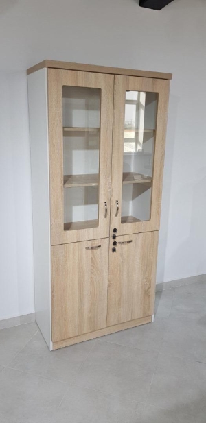 ARMOIRE 2 PORTES SEMI VITR&Eacute;E MDF