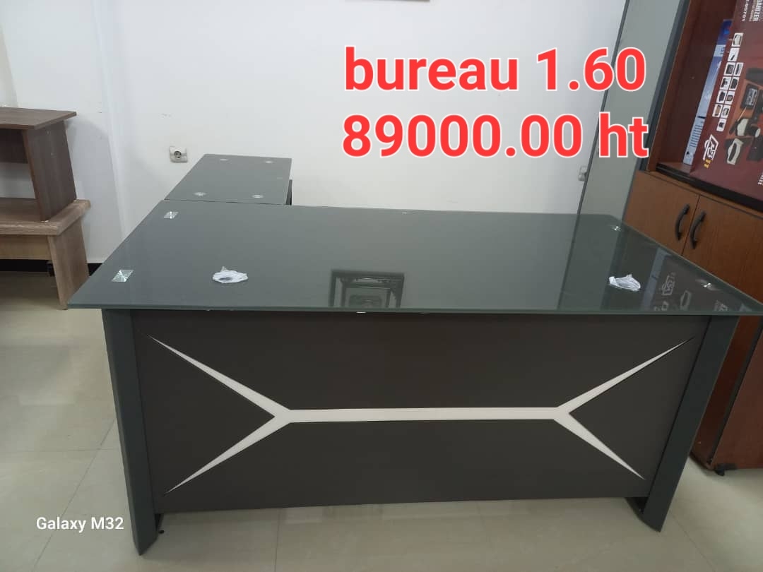 bureau 1.60 en verre gris